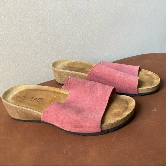 A. Giannetti | Suede One Strap Minimalist Slip On Slide Sandal - Picture 1 of 7